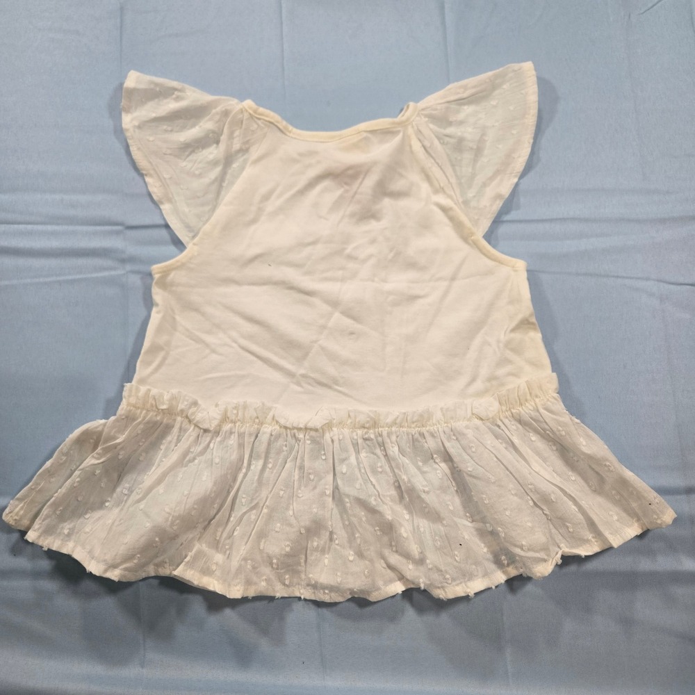Maggie & Zoe Girls Swiss Dot Ruffle Sleeve Peplum Top White 4T - Picture 4 of 7